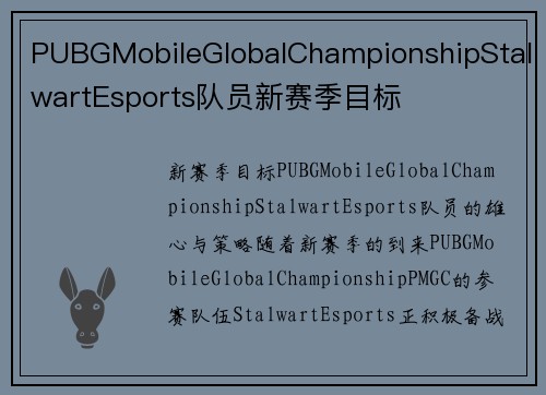 PUBGMobileGlobalChampionshipStalwartEsports队员新赛季目标